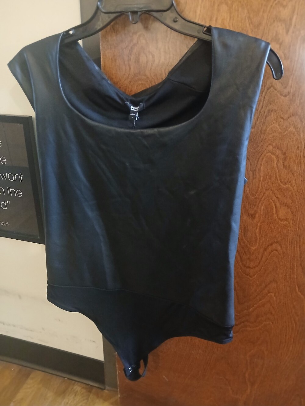 NWT/ EXPRESS black sleeveless faux leather bodysuit